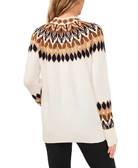 CeCe Women's Fair Isle Long Sleeve Mock Neck Sweater
