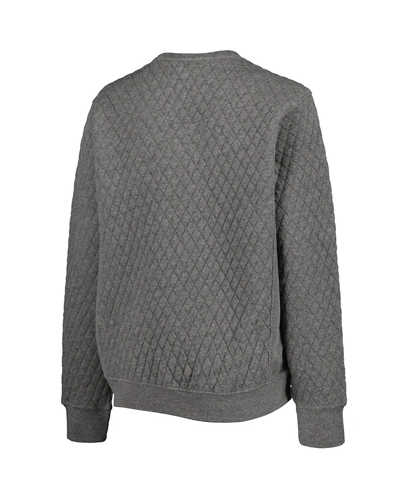 Women's Pressbox Heather Charcoal Oklahoma State Cowboys Moose Quilted Pullover Sweatshirt