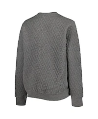 Women's Pressbox Heather Charcoal Oklahoma State Cowboys Moose Quilted Pullover Sweatshirt