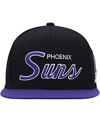 Men's Mitchell & Ness Black Phoenix Suns Hardwood Classics Mvp Team Script 2.0 Snapback Hat