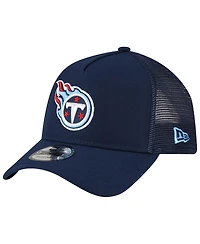 Men's New Era Navy Tennessee Titans A-Frame Trucker 9FORTY Adjustable Hat