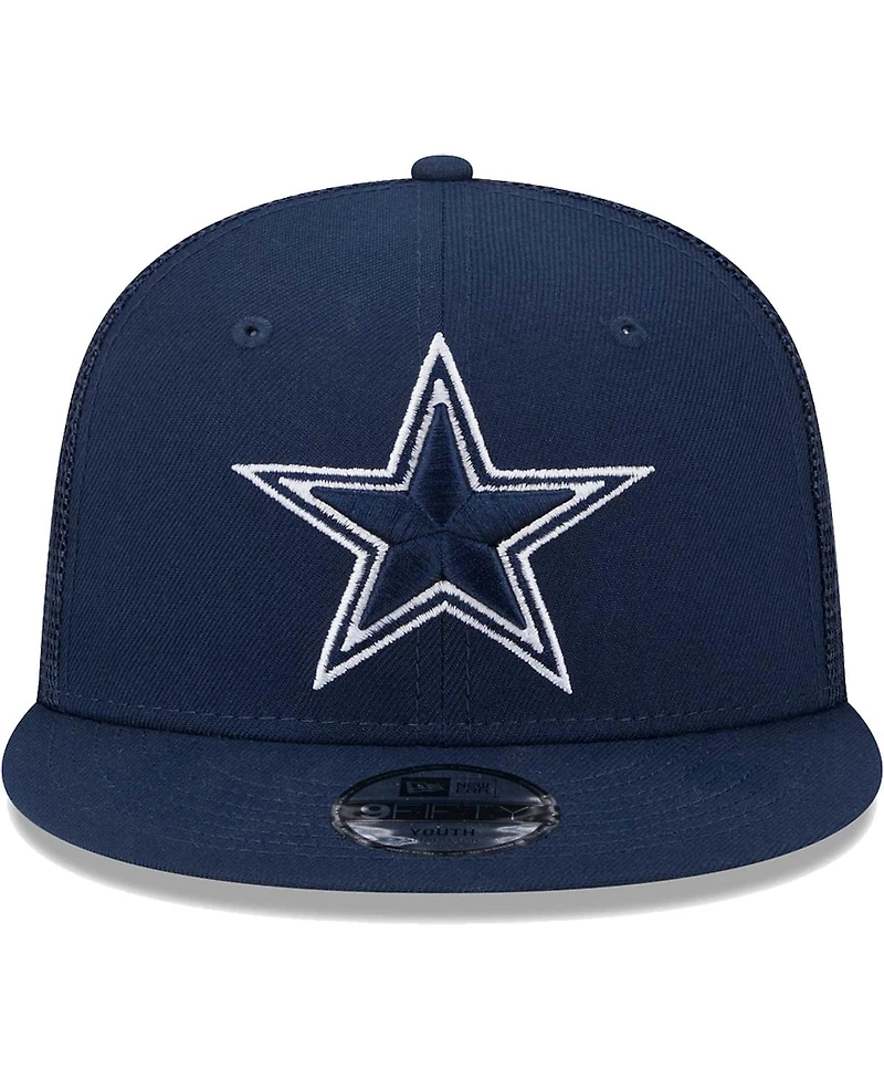 Big Boys and Girls New Era Navy Dallas Cowboys Main Trucker 9FIFTY Snapback Hat