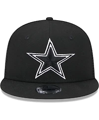 Big Boys and Girls New Era Black Dallas Cowboys Main B-Dub 9FIFTY Trucker Adjustable Hat