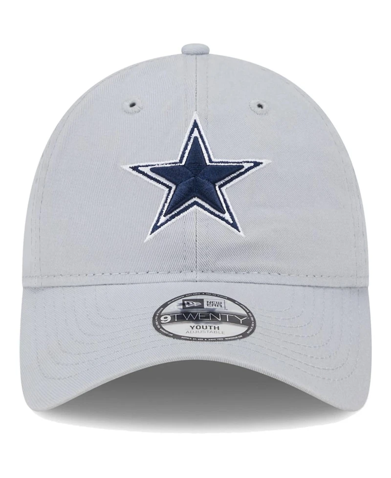 Big Boys and Girls New Era Gray Dallas Cowboys Main Core Classic 2.0 9TWENTY Adjustable Hat