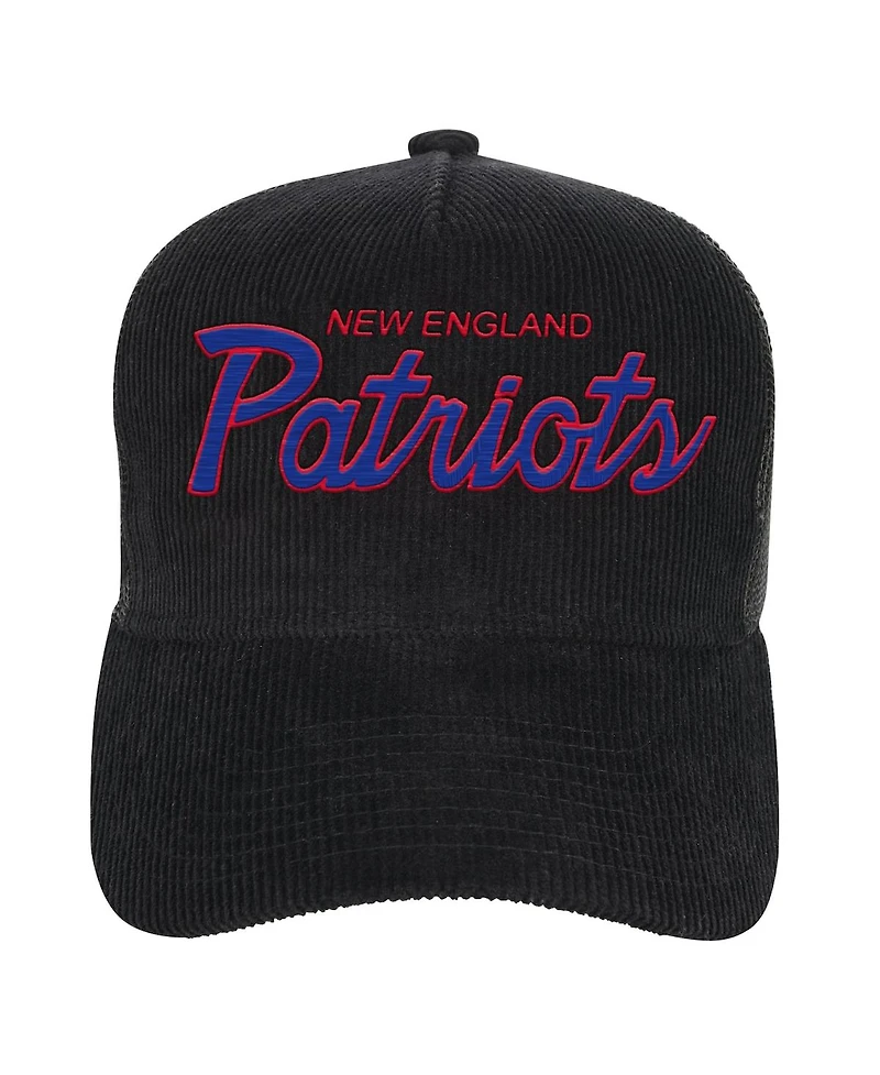 Big Boys and Girls Mitchell & Ness Black New England Patriots Times Up Precurved Trucker Adjustable Hat