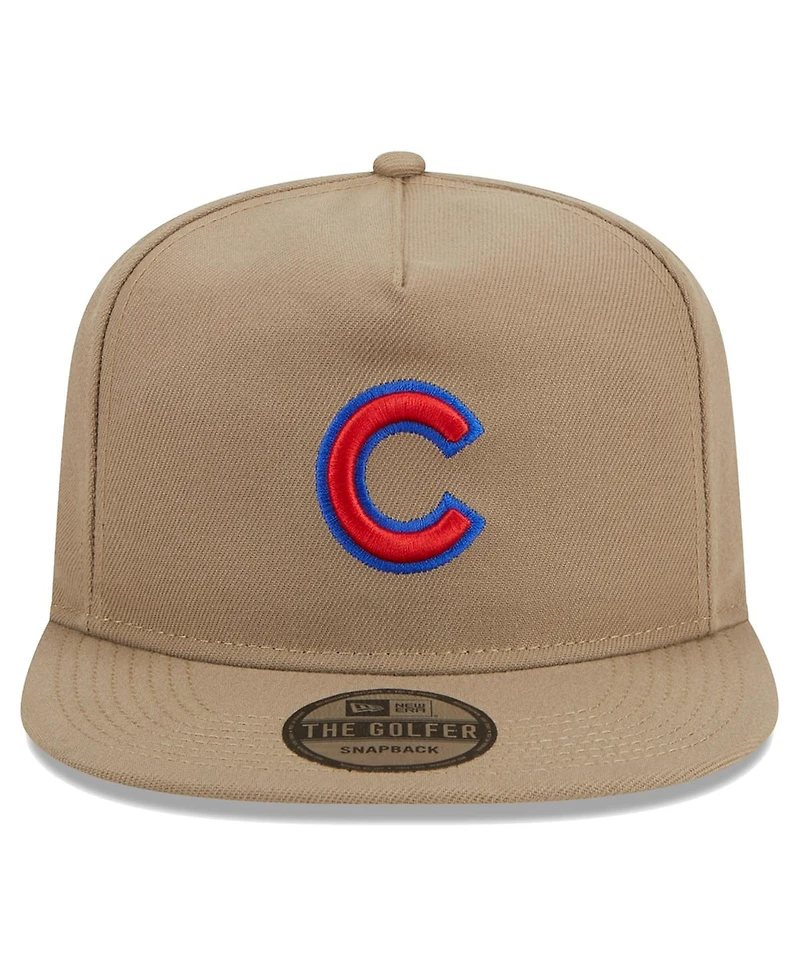 Men's New Era Khaki Chicago Cubs Golfer Adjustable Hat