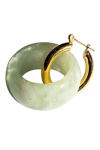 Amelie — Single Hoop Green Stone Earring