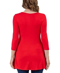 24seven Comfort Apparel Women's Three Quarter Sleeve V-neck Tunic Top