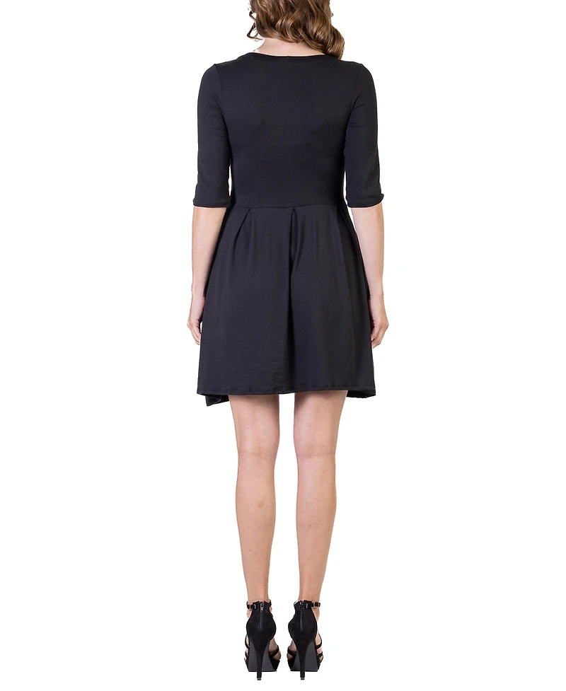 24seven Comfort Apparel Women's Three Quarter Sleeve Mini Dress