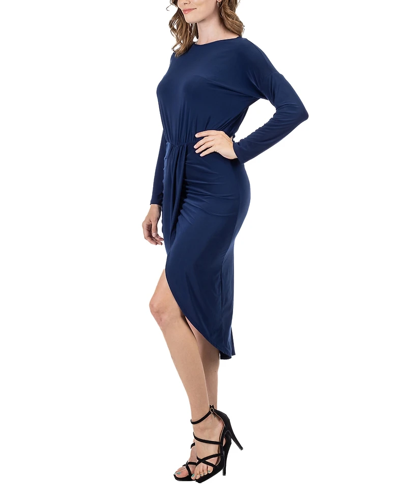 24seven Comfort Apparel Women's Long Sleeve Knee Length Dress
