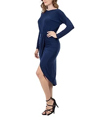 24seven Comfort Apparel Women's Long Sleeve Knee Length Dress
