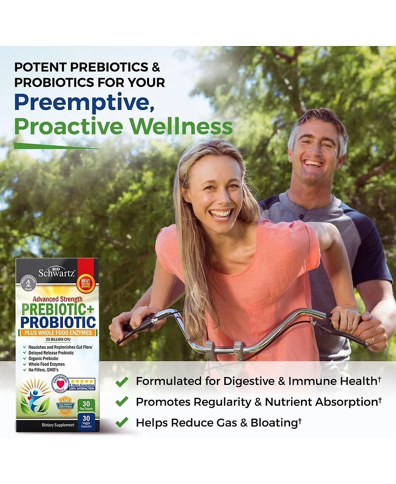 Prebiotics and Probiotic with Whole Food Enzymes for Adults Women & Men - Probiotics Lactobacillus Acidophilus