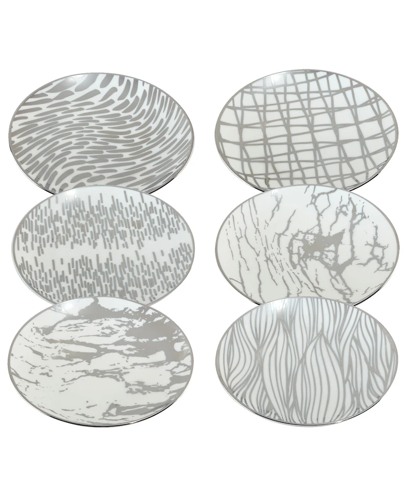 Certified International Matrix Gold-Silver Tone Canape Plates Set of 6