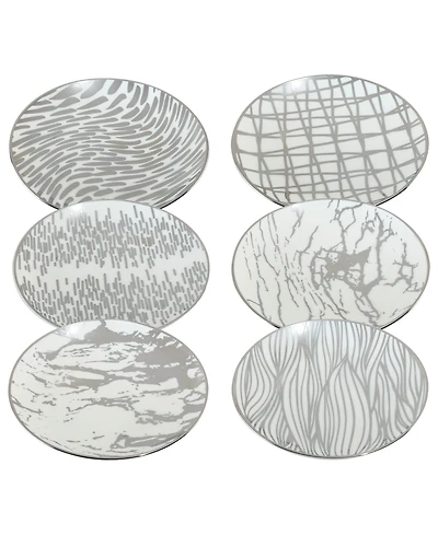 Certified International Matrix Gold-Silver Tone Canape Plates Set of 6