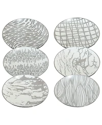 Certified International Matrix Gold-Silver Tone Canape Plates Set of 6
