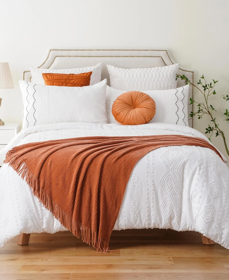 Battilo Classic Textured Ribbed Knit Throw, 50" x 60"