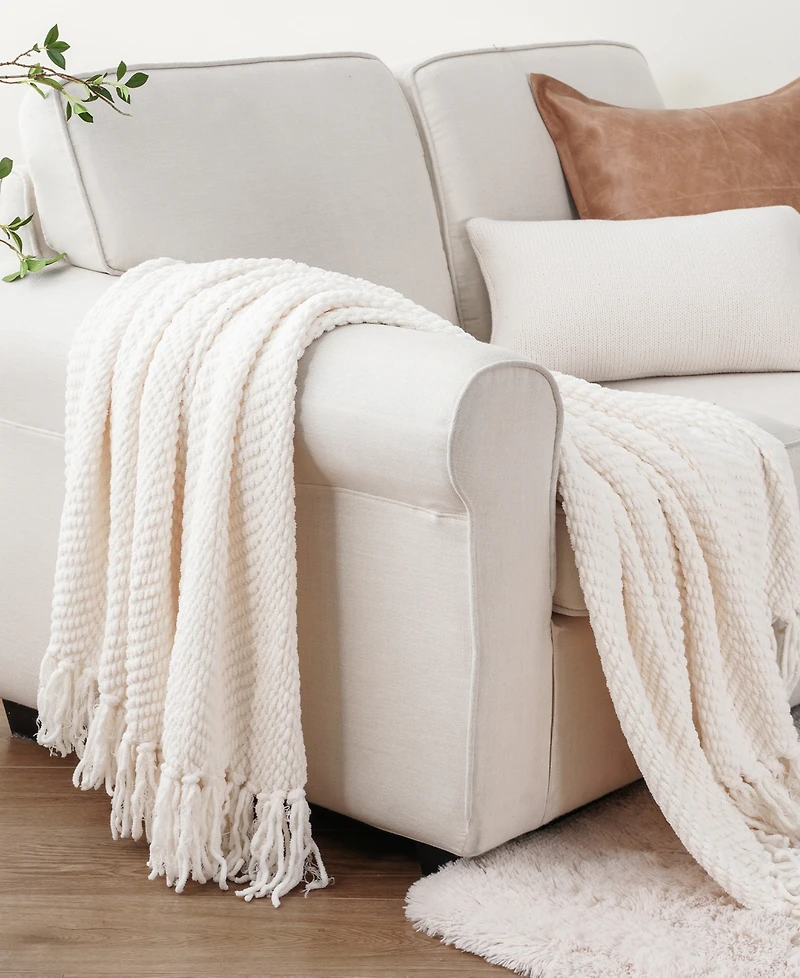Battilo Classic Textured Woven Micro Chenille Throw, 60" x 80"