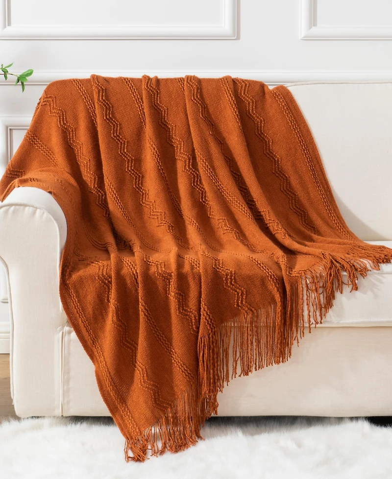 Battilo Texture Triple Zig-Zag Lightweight Throw, 50" x 60"