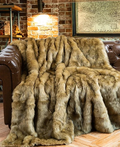 Battilo Luxury Tipped Faux Fur Throw, 60" x 80"
