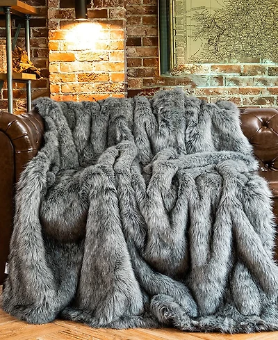 Battilo Luxury Tipped Faux Fur Throw, 60" x 80"