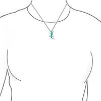 Bling Jewelry Nautical Tropical Green Opal Gecko Lizard Pendant Necklace in Sterling Silver