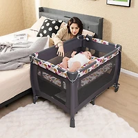 Costway Boys 4 in 1 Convertible Portable Playard Newborn Napper