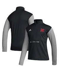 Men's adidas Black Nebraska Huskers Sideline Aeroready Half-Zip Top