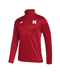 Men's adidas Scarlet Nebraska Huskers 2023 Sideline Aeroready Half-Zip Top
