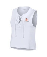 Women's Wear by Erin Andrews White San Francisco Giants Lace-Up Tank Top