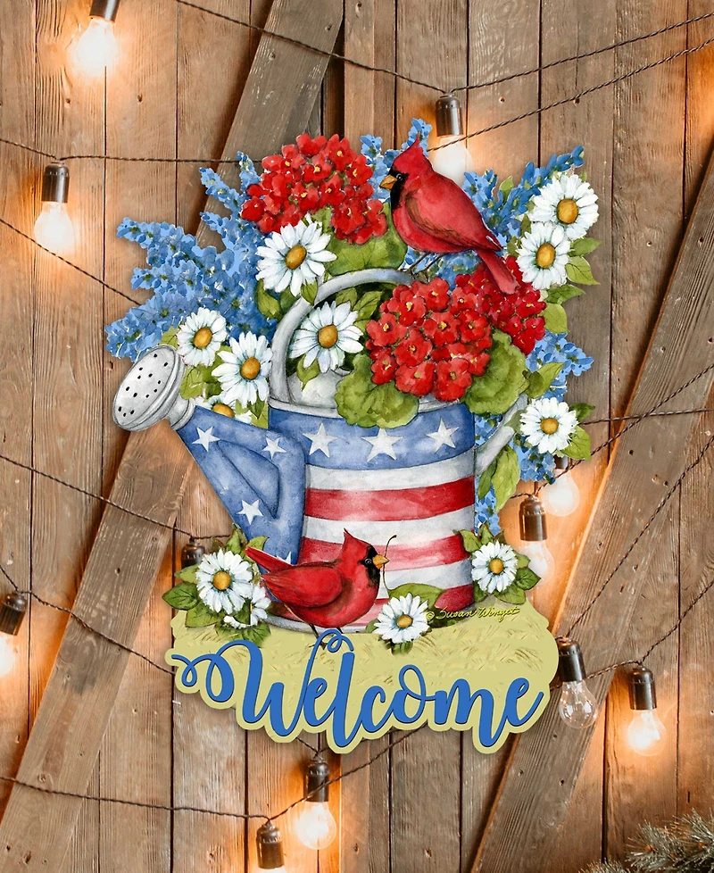 Designocracy Holiday Wooden Door Decor Wall Decor American Watering Can S. Winget