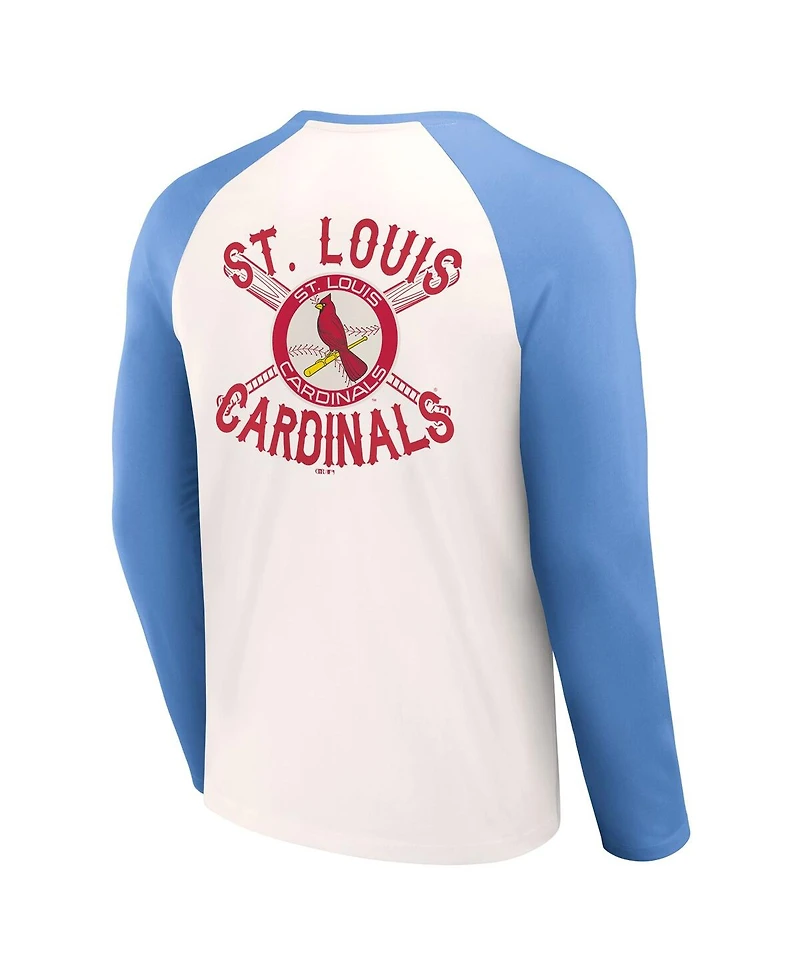 Men's Darius Rucker Collection by Fanatics White, Light Blue St. Louis Cardinals Team Color Raglan T-shirt