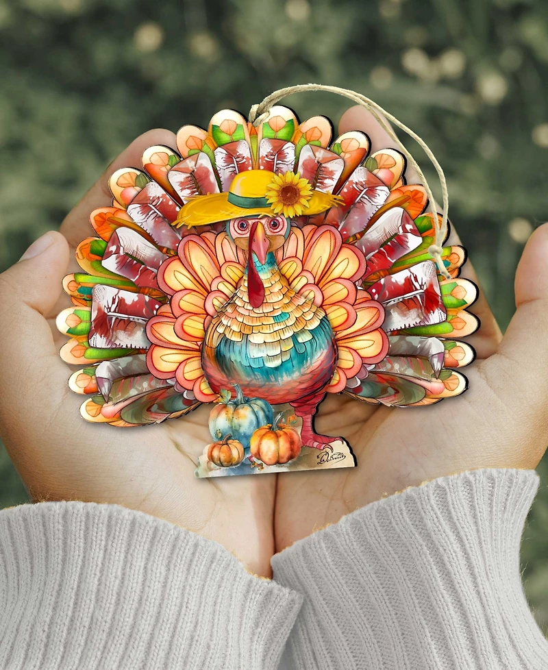 Designocracy Holiday Wooden Ornaments Thanksgiving Turkey Home Decor G. DeBrekht