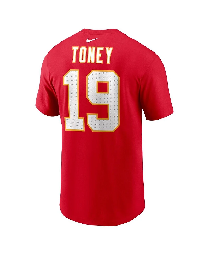 Men's Nike Kadarius Toney Red Kansas City Chiefs Player Name and Number T-shirt