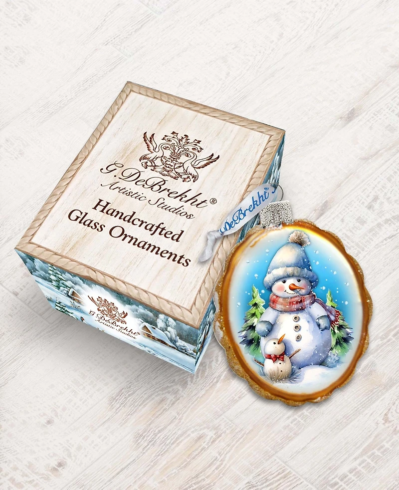 Designocracy Snowman's Family Keepsake Christmas Mercury Glass Ornaments G. DeBrekht