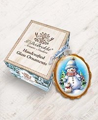 Designocracy Snowman's Family Keepsake Christmas Mercury Glass Ornaments G. DeBrekht