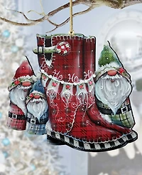 Designocracy Hello Christmas Boots Christmas Wooden Ornaments Holiday Decor J. Mills-Price