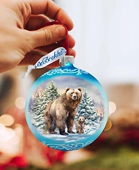 Designocracy A Love for All Seasons - Grizzly Bears Ball Holiday Glass Ornaments G. DeBrekht