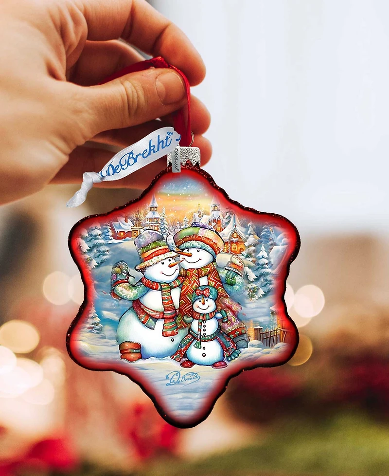 Designocracy Cheerful Snowmen Snowflake Mercury Christmas Glass Ornaments G. DeBrekht