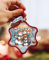 Designocracy Cheerful Snowmen Snowflake Mercury Christmas Glass Ornaments G. DeBrekht