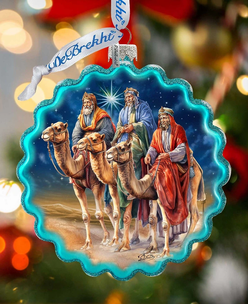 Designocracy Three Kings Wreath Holiday Mercury Glass Ornaments G. DeBrekht