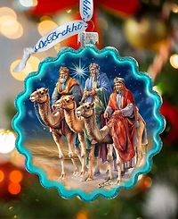 Designocracy Three Kings Wreath Holiday Mercury Glass Ornaments G. DeBrekht