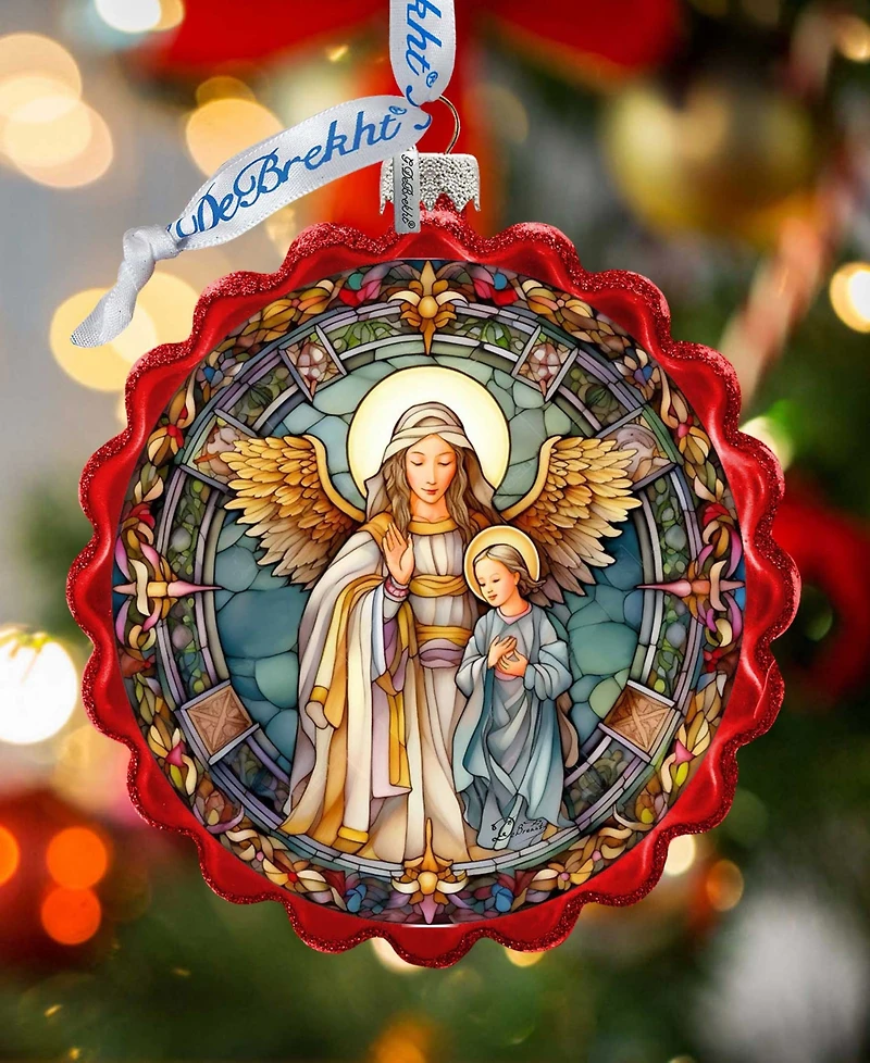 Designocracy Guardian Angel Wreath Mercury Christmas Glass Ornaments G. DeBrekht