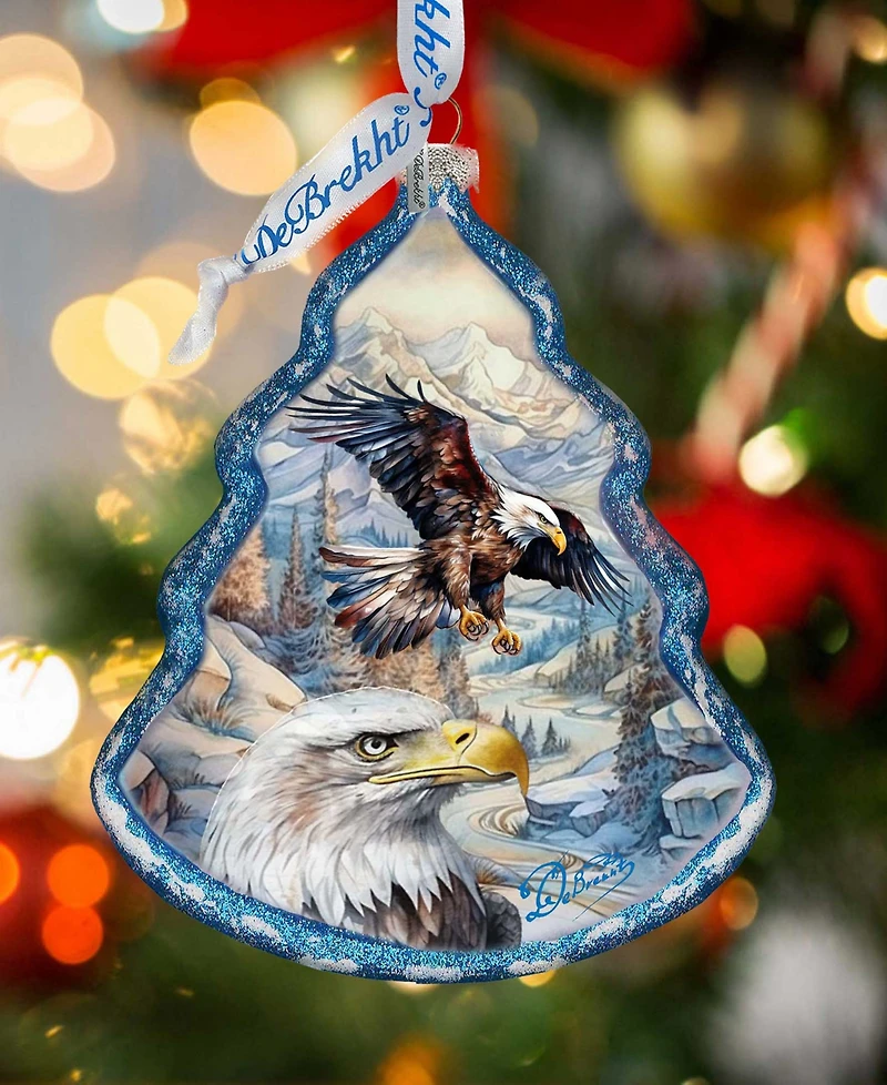 Designocracy The Land of the Free-American Eagle Tree Glass Christmas Ornaments G. DeBrekht