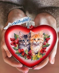 Designocracy Cute Kittens Heart Christmas Mercury Glass Ornaments G. DeBrekht