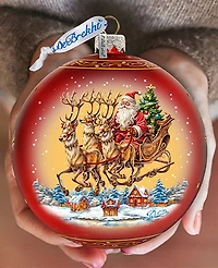 Designocracy Santa on Sleigh Large Holiday Mercury Glass Ornaments G. DeBrekht