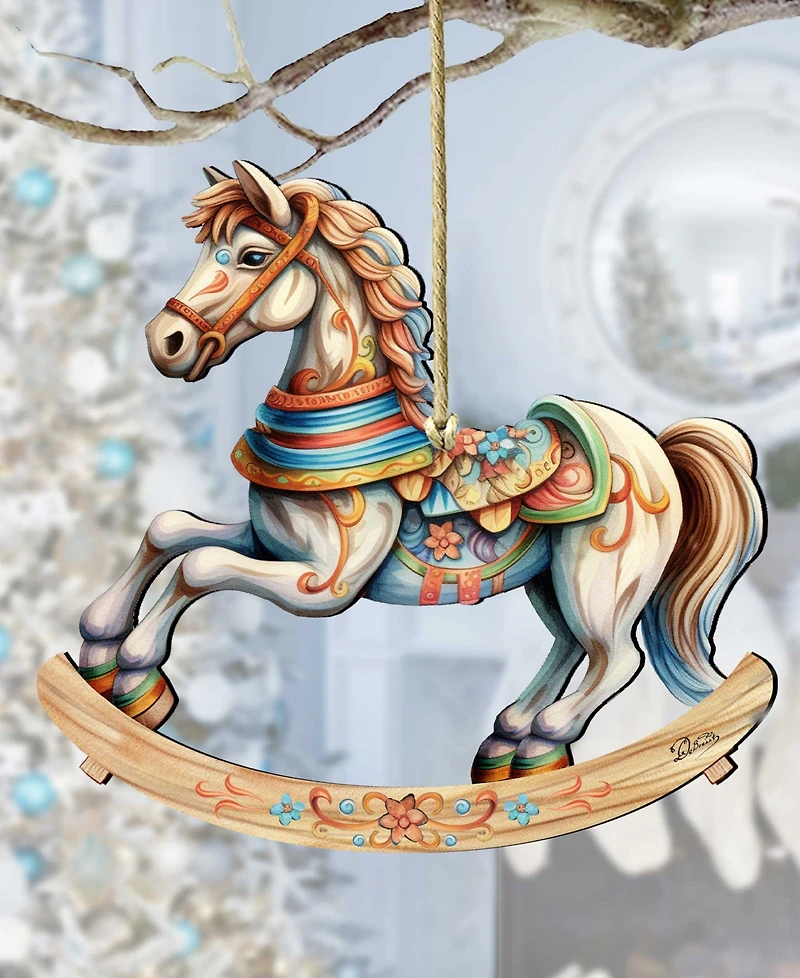 Designocracy Rocking Horse Christmas Wooden Ornaments Holiday Decor G. DeBrekht