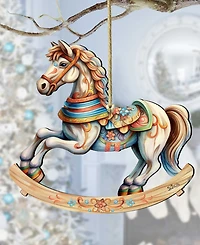 Designocracy Rocking Horse Christmas Wooden Ornaments Holiday Decor G. DeBrekht