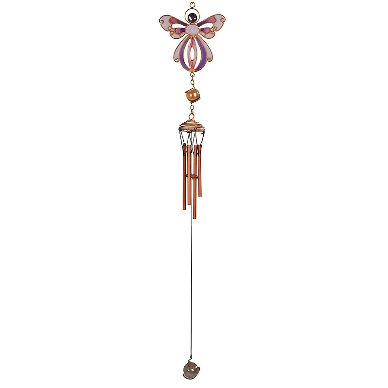 Fc Design 18" Long Purple Angel Copper and Gem Wind Chime Home Decor Perfect Gift for House Warming, Holidays and Birthdays