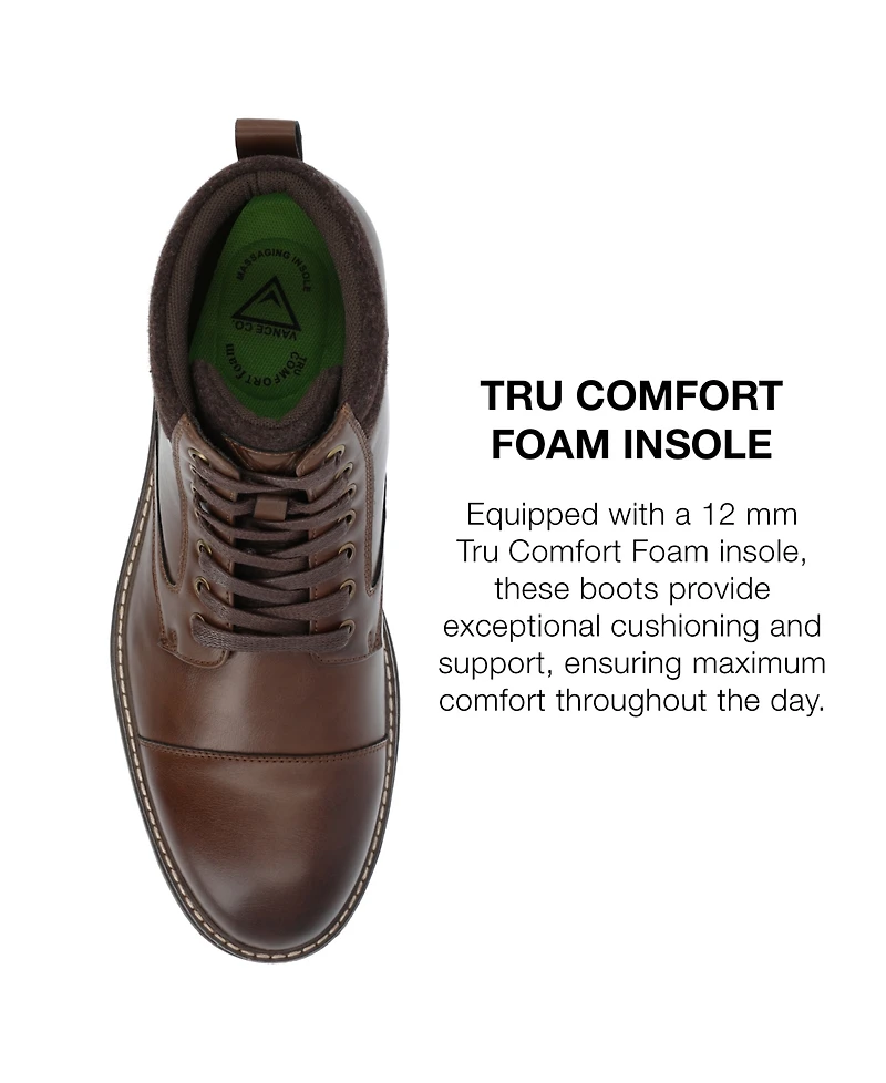 Vance Co. Men's Fegan Tru Comfort Foam Cap Toe Lace-Up Ankle Boots