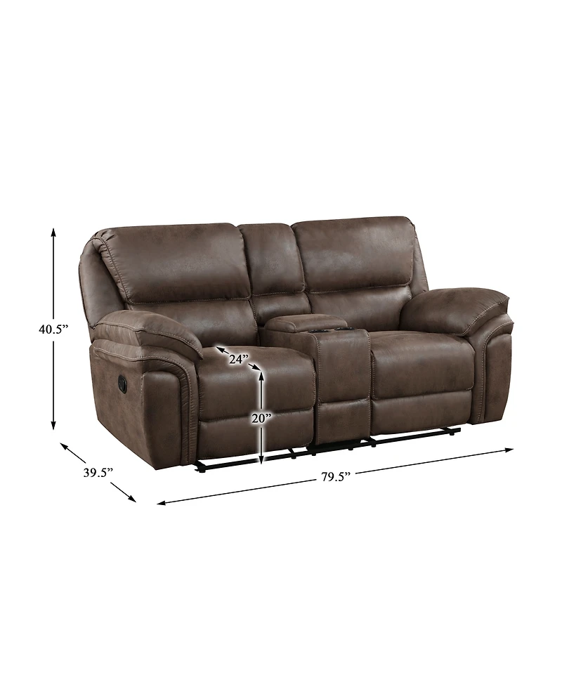 White Label Fleming 80" Double Reclining Love Seat with Center Console
